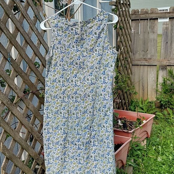 EUC Expressions50 Blue Floral Sleeveless Midi Dress Tones of Blue, Green, SZ 14 - Picture 7 of 16